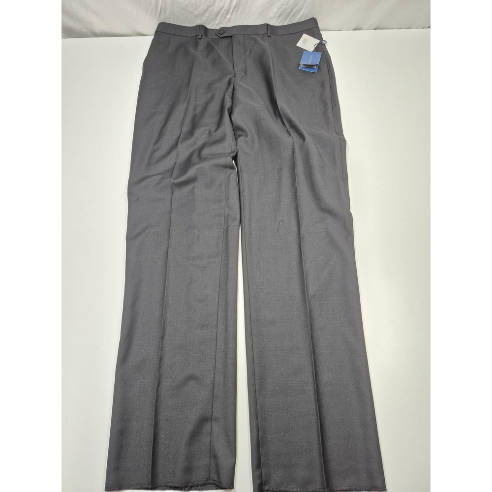 Leonardo Valenti Dress Pants Mens 42x36 Gray 100% Wool Flat Front Unhemmed NWT